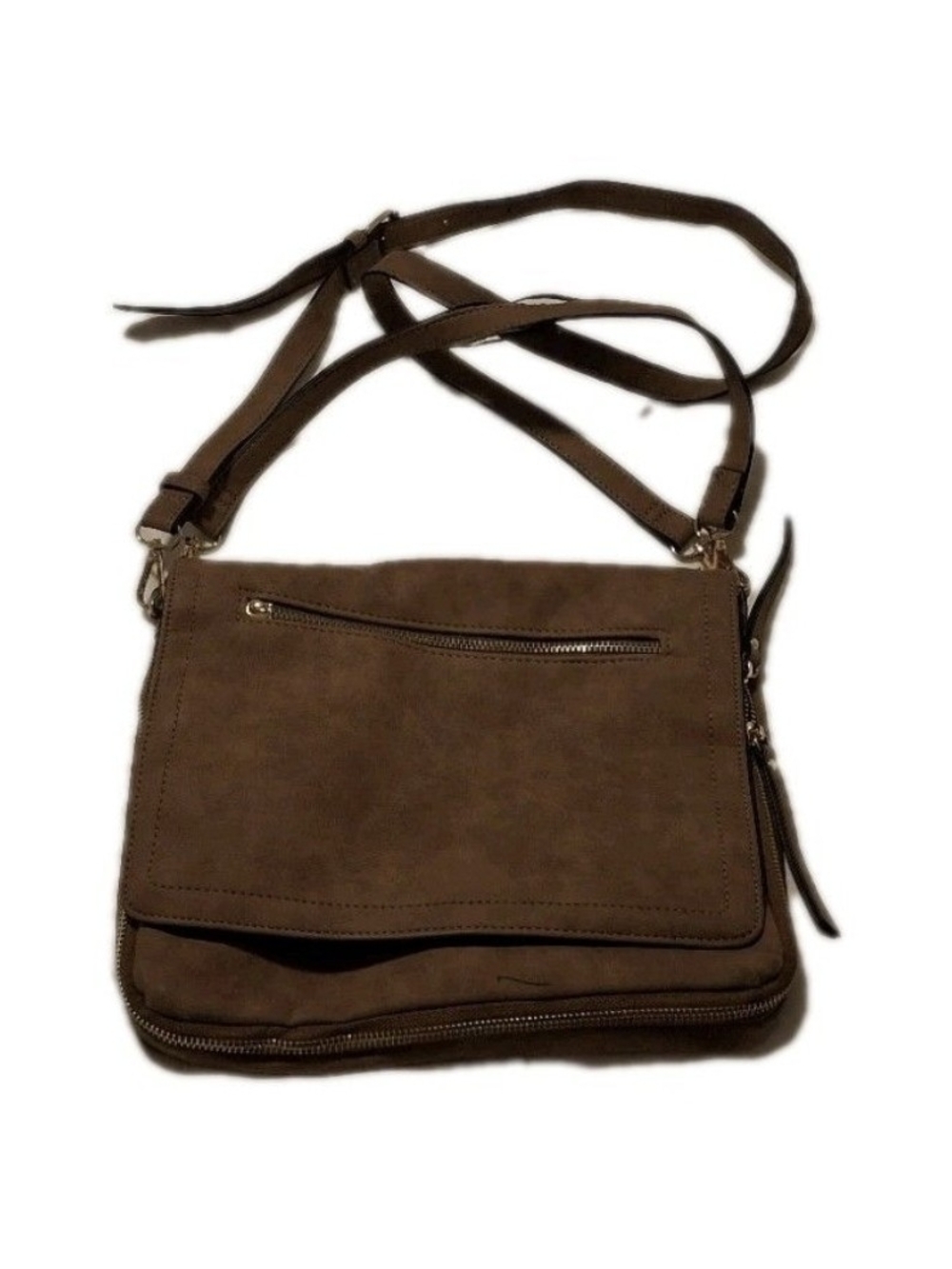 Brown Suede Crossbody Bag - Adjustable Strap